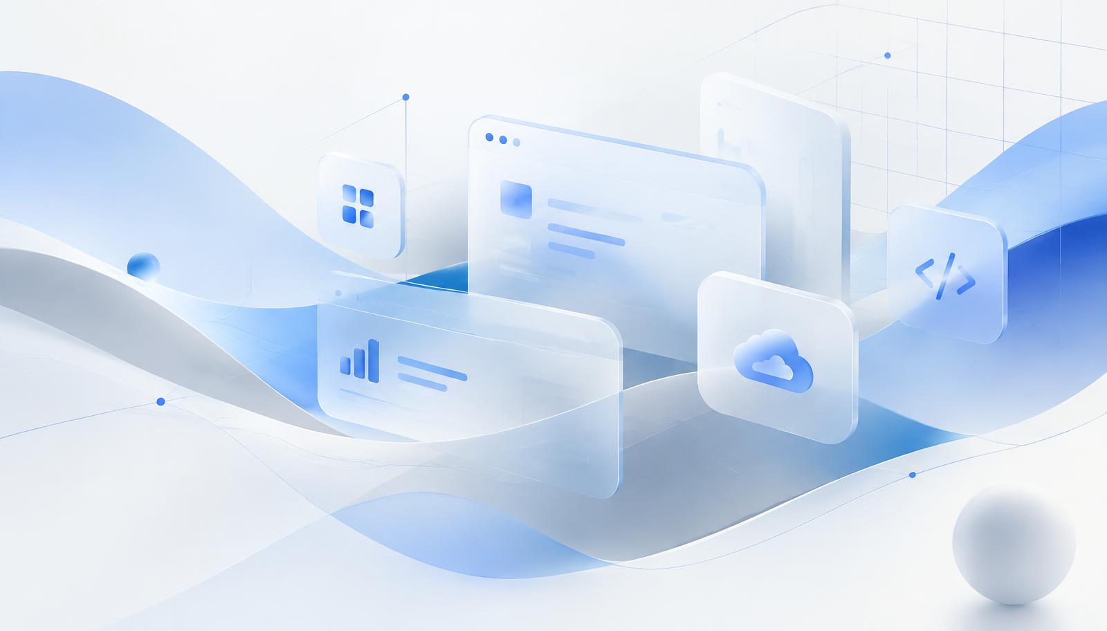 Abstract illustration of app and website interfaces